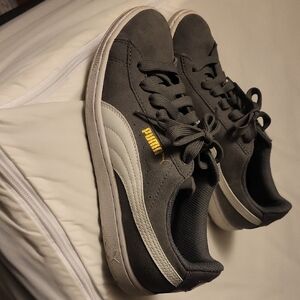 Puma Women's Charcoal and White Suede Sneakers